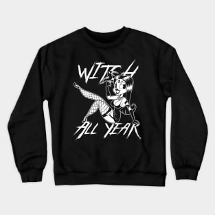 Witchcraft Sexy Witch Pin Up 30s Old Timey Cartoon style Crewneck Sweatshirt